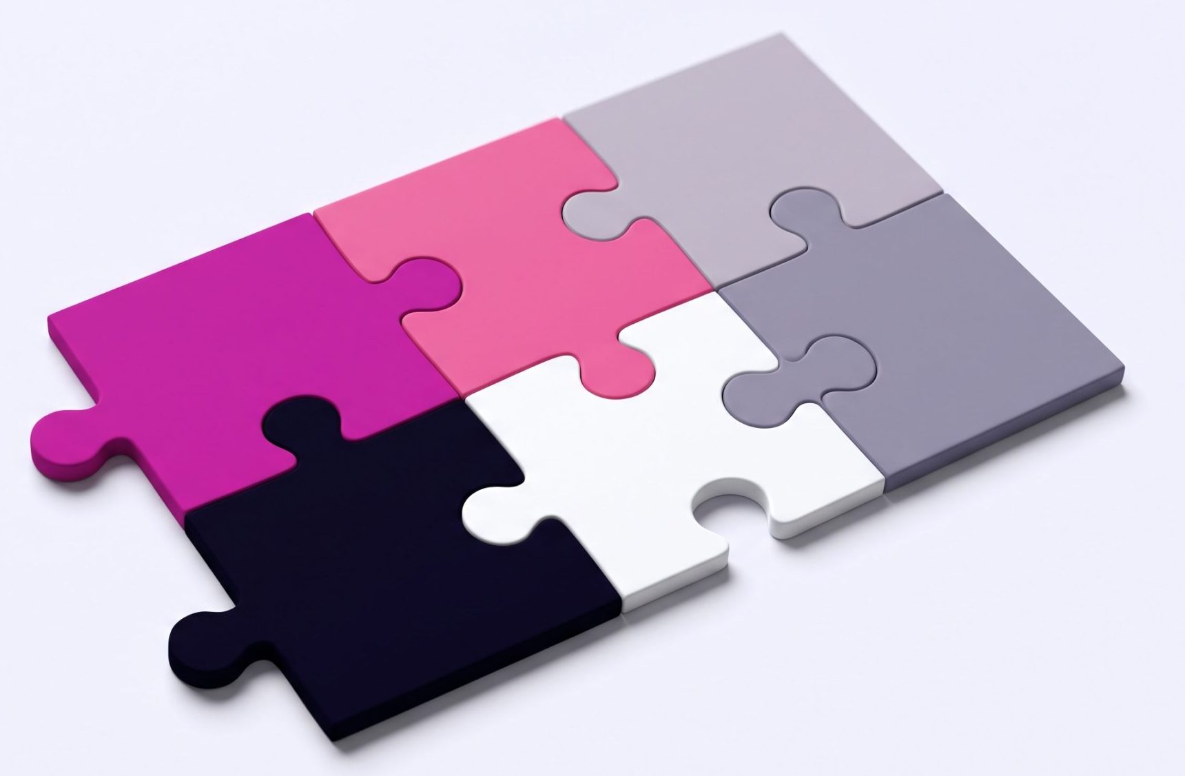 Sechs Puzzleteile mit den Namen von KI-Modellen, die sich zu einem Bild zusammensetzen